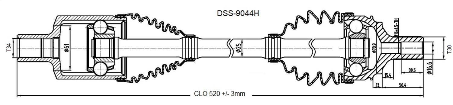 OE-Style High-End CV Axle Shaft 9044H